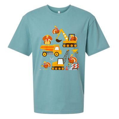 Construction Vehicle Thanksgiving Truck Turkey Sueded Cloud Jersey T-Shirt