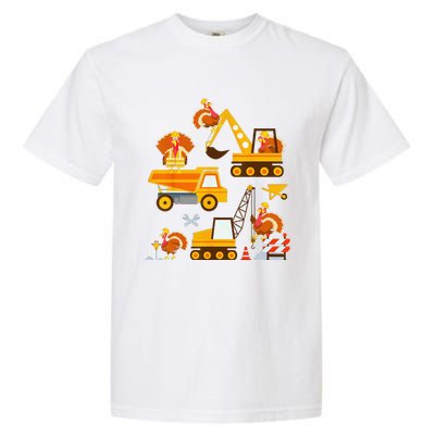 Construction Vehicle Thanksgiving Truck Turkey Garment-Dyed Heavyweight T-Shirt