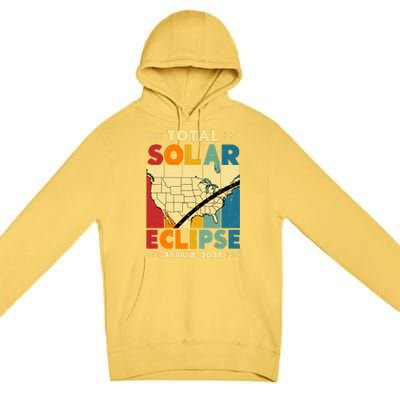 Cool Vintage Total Solar Eclips Usa Map April 2024 Premium Pullover Hoodie