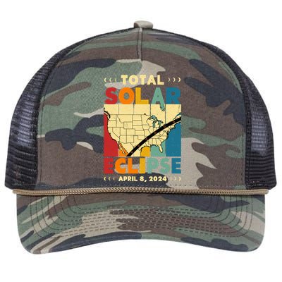 Cool Vintage Total Solar Eclips Usa Map April 2024 Retro Rope Trucker Hat Cap