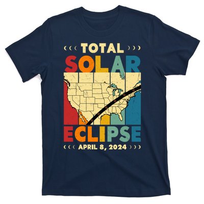 Cool Vintage Total Solar Eclips Usa Map April 2024 T-Shirt