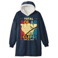 Cool Vintage Total Solar Eclips Usa Map April 2024 Hooded Wearable Blanket