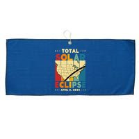 Cool Vintage Total Solar Eclips Usa Map April 2024 Large Microfiber Waffle Golf Towel