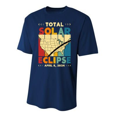 Cool Vintage Total Solar Eclips Usa Map April 2024 Performance Sprint T-Shirt