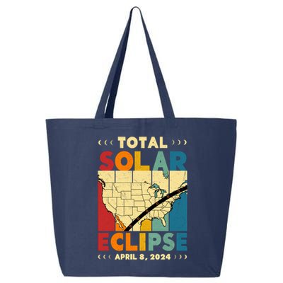 Cool Vintage Total Solar Eclips Usa Map April 2024 25L Jumbo Tote