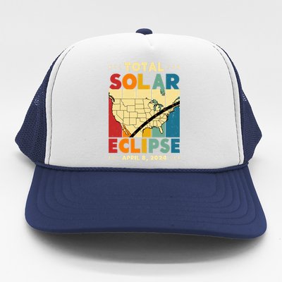 Cool Vintage Total Solar Eclips Usa Map April 2024 Trucker Hat