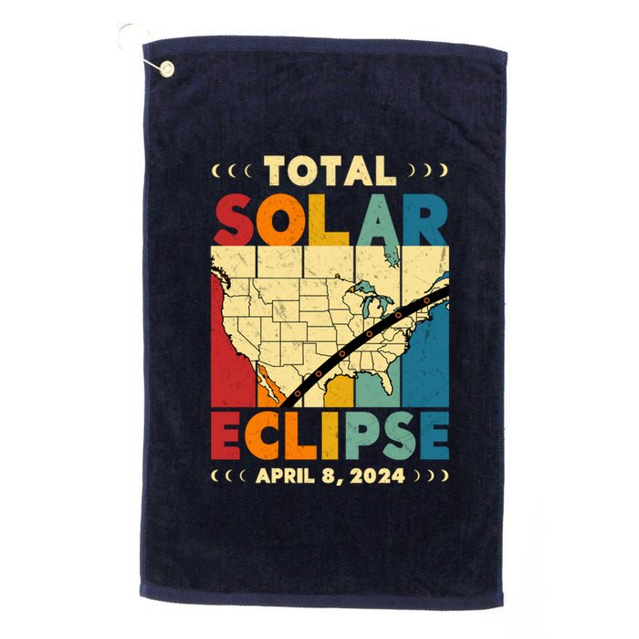 Cool Vintage Total Solar Eclips Usa Map April 2024 Platinum Collection Golf Towel