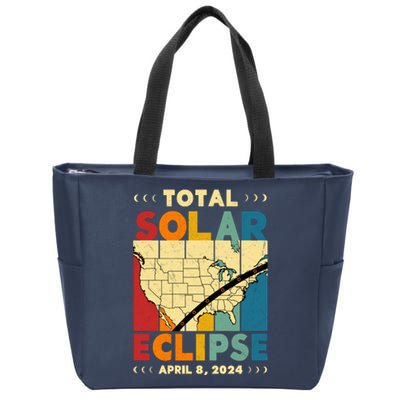 Cool Vintage Total Solar Eclips Usa Map April 2024 Zip Tote Bag