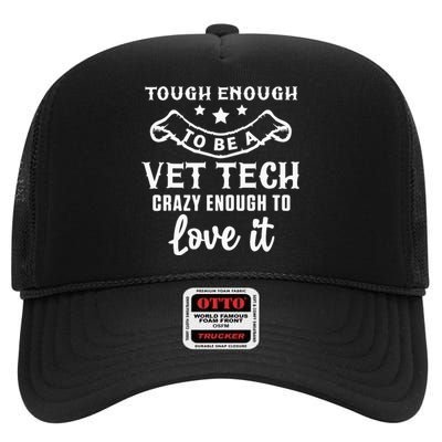 Crazy Vet Tech Veterinarian Veterinary Technician Rescue Pet High Crown Mesh Back Trucker Hat