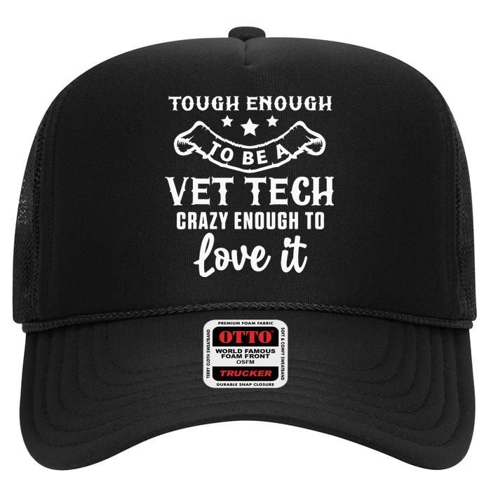 Crazy Vet Tech Veterinarian Veterinary Technician Rescue Pet High Crown Mesh Back Trucker Hat