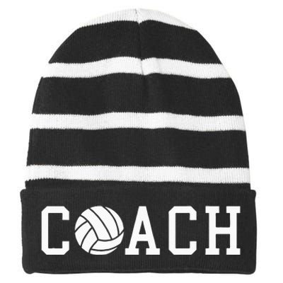 Coach Volleyball Team Gift Idea Striped Beanie with Solid Band