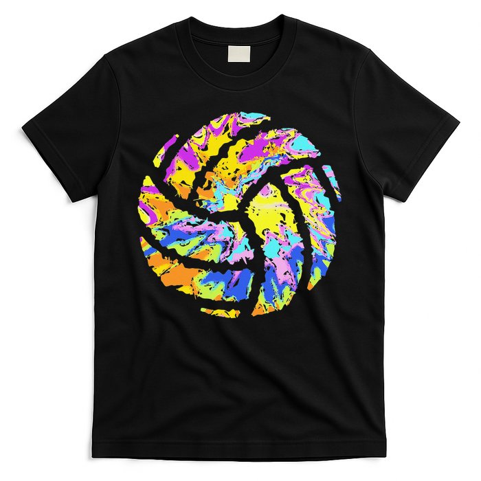 Colorful Volleyball Tie Dye  Teen Player Coach T-Shirt