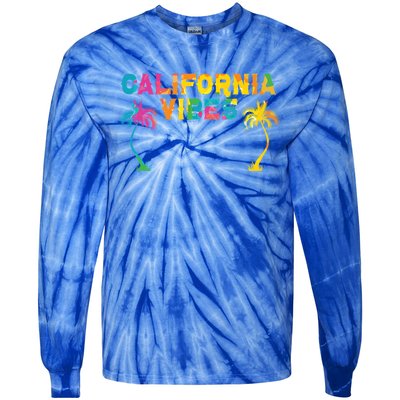 California Vibes Usa America American Californian Funny Gift Tie-Dye Long Sleeve Shirt