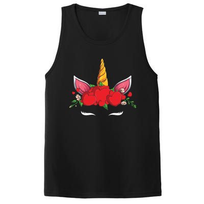 Cute Valentines Unicorn Heart Flowers Gift PosiCharge Competitor Tank