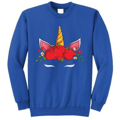 Cute Valentines Unicorn Heart Flowers Gift Sweatshirt