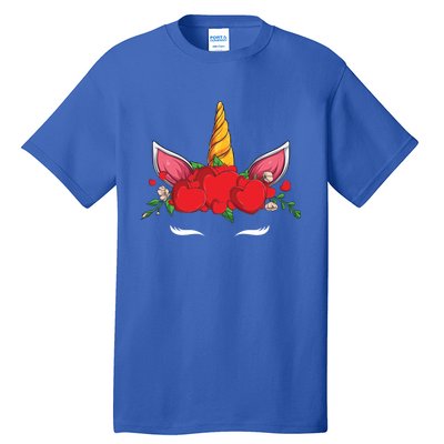 Cute Valentines Unicorn Heart Flowers Gift Tall T-Shirt