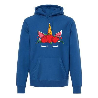 Cute Valentines Unicorn Heart Flowers Gift Premium Hoodie