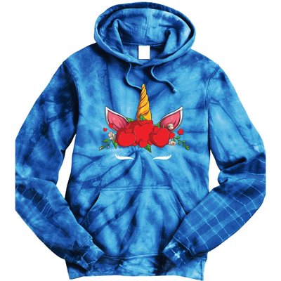 Cute Valentines Unicorn Heart Flowers Gift Tie Dye Hoodie