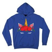 Cute Valentines Unicorn Heart Flowers Gift Tall Hoodie