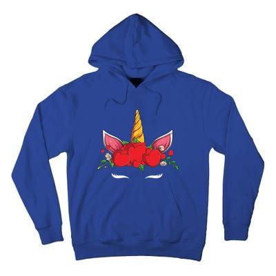 Cute Valentines Unicorn Heart Flowers Gift Tall Hoodie