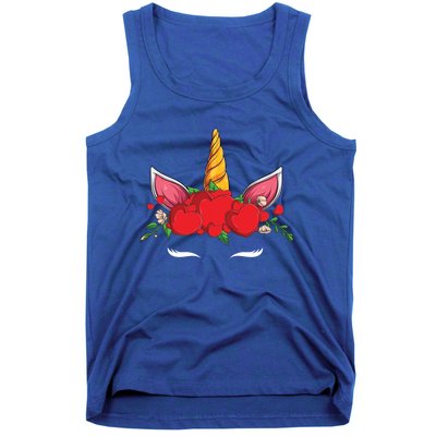 Cute Valentines Unicorn Heart Flowers Gift Tank Top