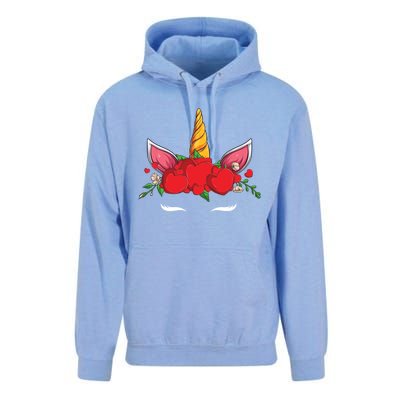 Cute Valentines Unicorn Heart Flowers Gift Unisex Surf Hoodie