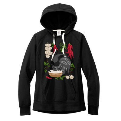 Cat & Vareniki Ukraine Food Funny Ukrainian Vyshyvanka Style Women's Fleece Hoodie