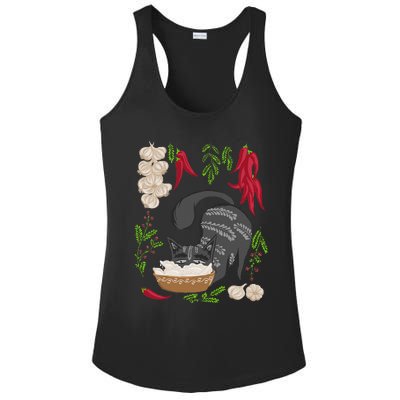 Cat & Vareniki Ukraine Food Funny Ukrainian Vyshyvanka Style Ladies PosiCharge Competitor Racerback Tank