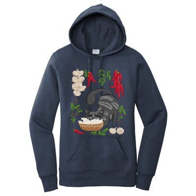 Cat & Vareniki Ukraine Food Funny Ukrainian Vyshyvanka Style Women's Pullover Hoodie