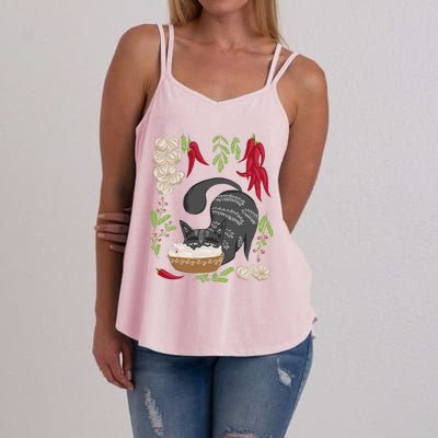 Cat & Vareniki Ukraine Food Funny Ukrainian Vyshyvanka Style Women's Strappy Tank