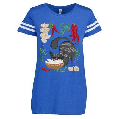 Cat & Vareniki Ukraine Food Funny Ukrainian Vyshyvanka Style Enza Ladies Jersey Football T-Shirt