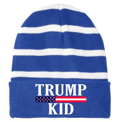 Cute Vintage Vote Trump Us Flag Republican Gift Striped Beanie with Solid Band