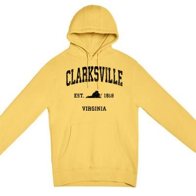 Clarksville Virginia Va Vintage Athletic Black Sports Premium Pullover Hoodie