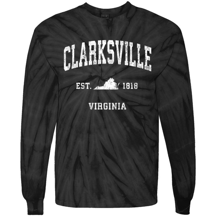 Clarksville Virginia Va Vintage Athletic Black Sports Tie-Dye Long Sleeve Shirt