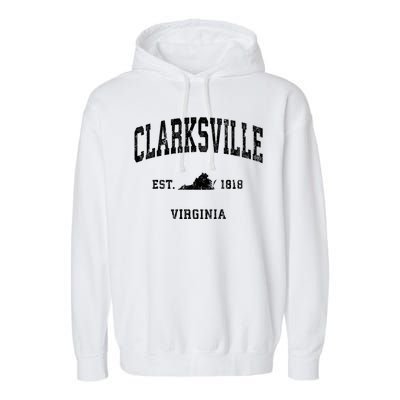 Clarksville Virginia Va Vintage Athletic Black Sports Garment-Dyed Fleece Hoodie