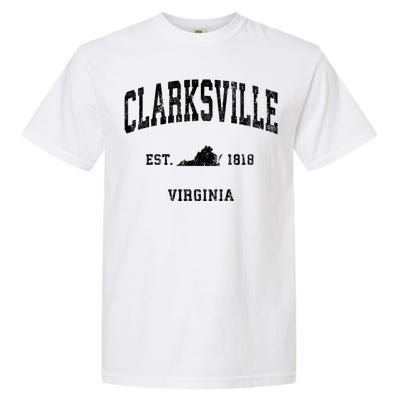 Clarksville Virginia Va Vintage Athletic Black Sports Garment-Dyed Heavyweight T-Shirt