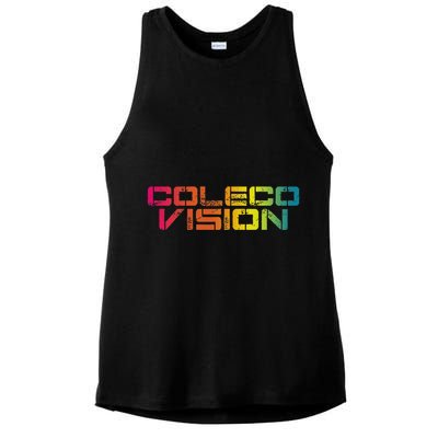 Coleco Vision Vintage Retro Colorful Text Ladies PosiCharge Tri-Blend Wicking Tank
