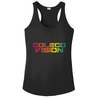 Coleco Vision Vintage Retro Colorful Text Ladies PosiCharge Competitor Racerback Tank