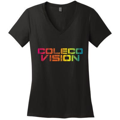 Coleco Vision Vintage Retro Colorful Text Women's V-Neck T-Shirt