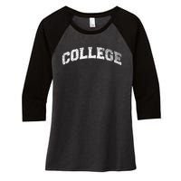 College Varsity Vintage Style Frat House Party Animal Women's Tri-Blend 3/4-Sleeve Raglan Shirt