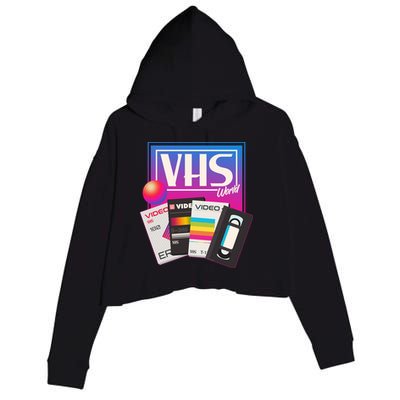 Cool Vintage VHS World Movie Tapes Crop Fleece Hoodie