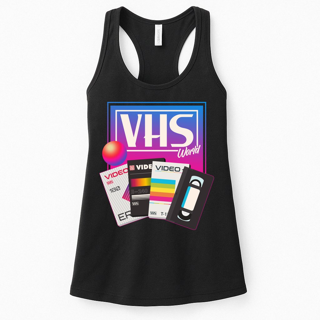 Cool Vintage VHS World Movie Tapes Womens Tank Top