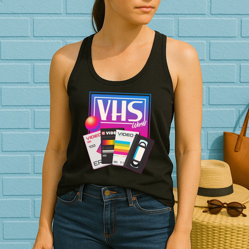 Cool Vintage VHS World Movie Tapes Womens Tank Top