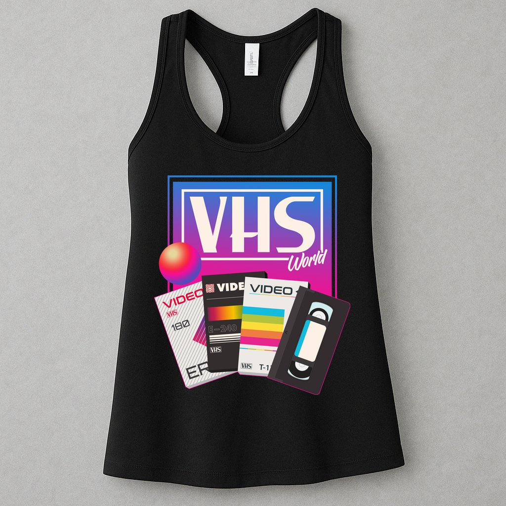 Cool Vintage VHS World Movie Tapes Womens Tank Top