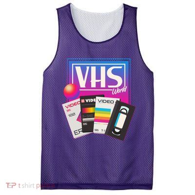Cool Vintage VHS World Movie Tapes Mesh Reversible Basketball Jersey Tank