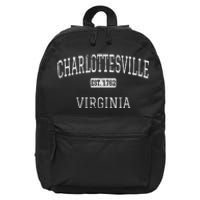 Charlottesville Virginia Va Vintage 16 in Basic Backpack