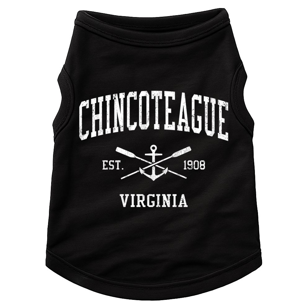 Chincoteague Va Vintage Crossed Oars And Boat Anchor Sports Cute Gift Doggie Tank