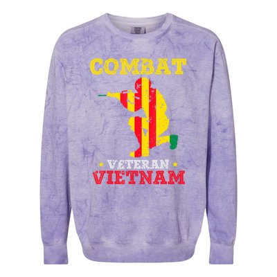 Combat Veteran Vietnam Retired Patriotic Colorblast Crewneck Sweatshirt