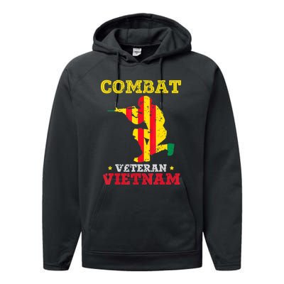 Combat Veteran Vietnam Retired Patriotic Performance Fleece Hoodie