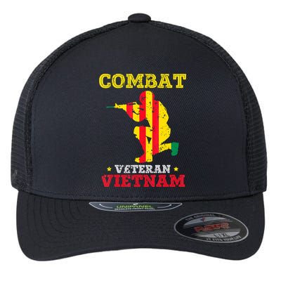 Combat Veteran Vietnam Retired Patriotic Flexfit Unipanel Trucker Cap